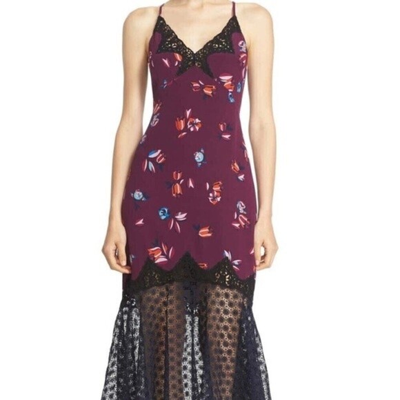 Rebecca Taylor Womens Dress Purple Slip V-Neck - Picture 1 of 8